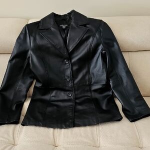 New York & Company Black Leather Blazer Jacket
